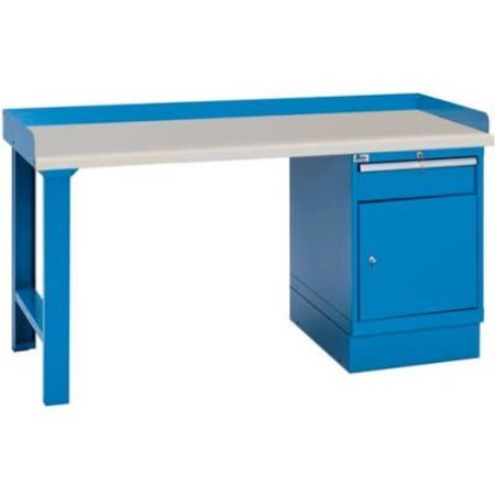 LISTA INTERNATIONAL Industrial Workbench w/Leg, Drawer Cabinet w/Shelf, Plastic Laminate Top - Blue XSWB33-72PT/BB
